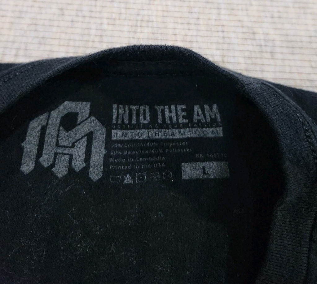 Into the AM Smiley Skeleton Reaper Graphic T-Shirt Mens Large Black Distressed