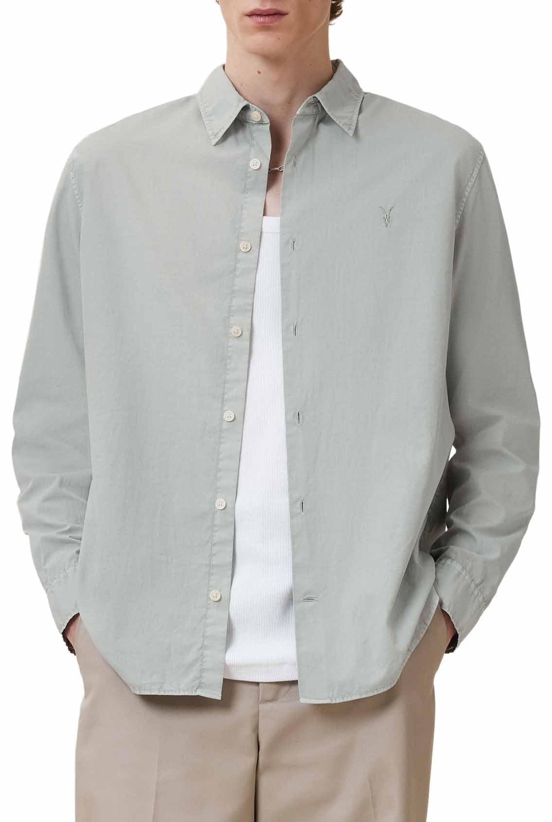 AllSaints MensCasual Shirttahoe Ls Shirtslate Greensmall Small