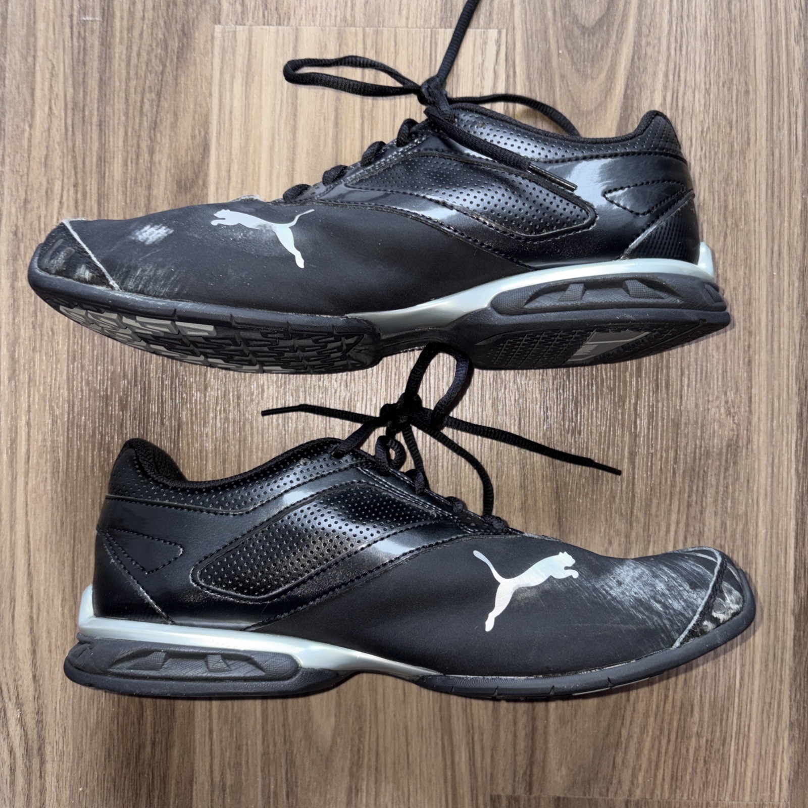 Men’s EUC Puma Tazon 6 Fracture FM Black And Grey Size 10