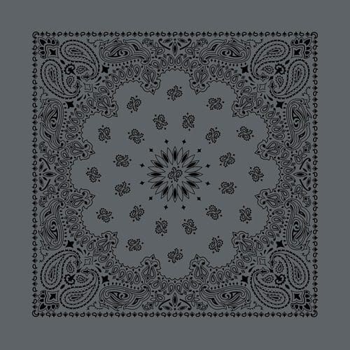 Carolina Creative Bandanna (Charcoal/Black) Austin Paisley 27″ x 27″ 100% Cotton
