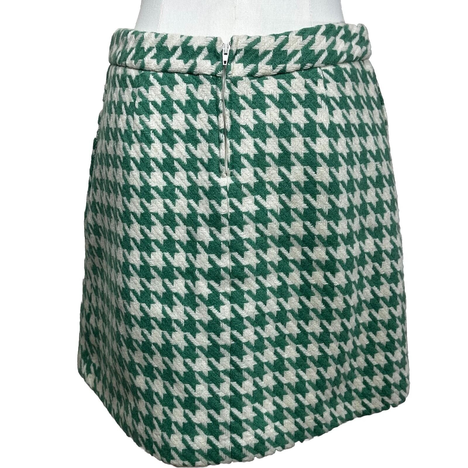 Paul & Joe for Target Mini Skirt Womens 5 Green Houndstooth Wool Blend Pleated