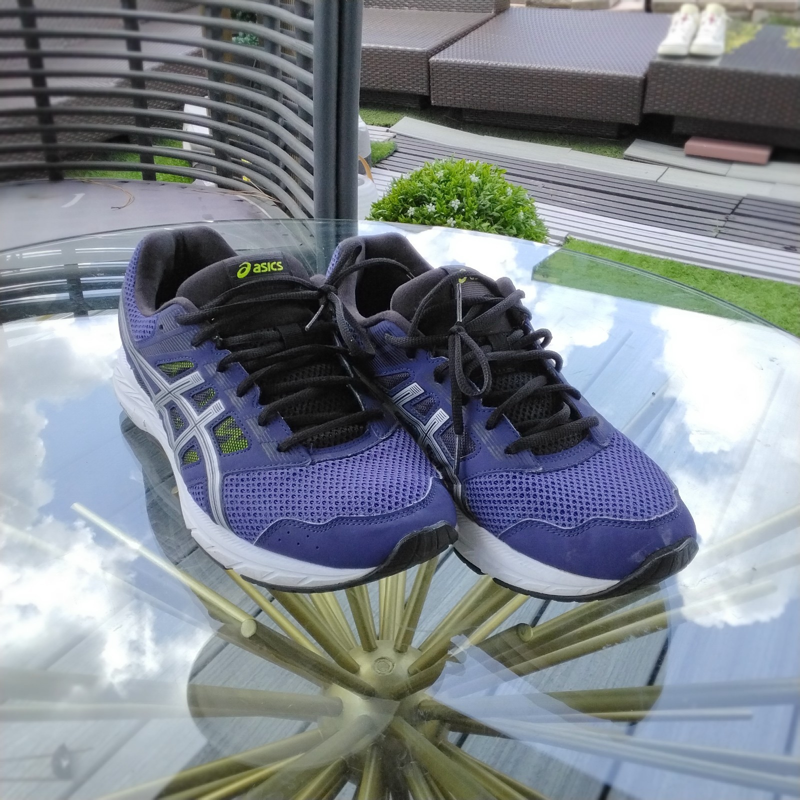 Asics Men’s Gel-Contend 5 Blue Green White Running Shoes Size US 13, EURO 48