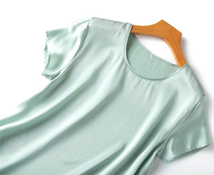 100% Mulberry Silk Soild Colors Short Sleeve Women T-Shirt Shirt Top MM4270