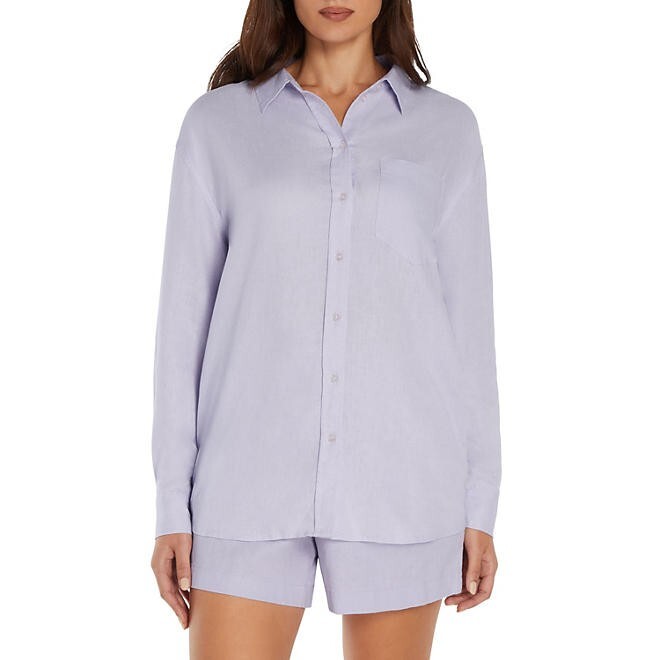 Gap Women’s Linen Button Down Top Size Small Purple