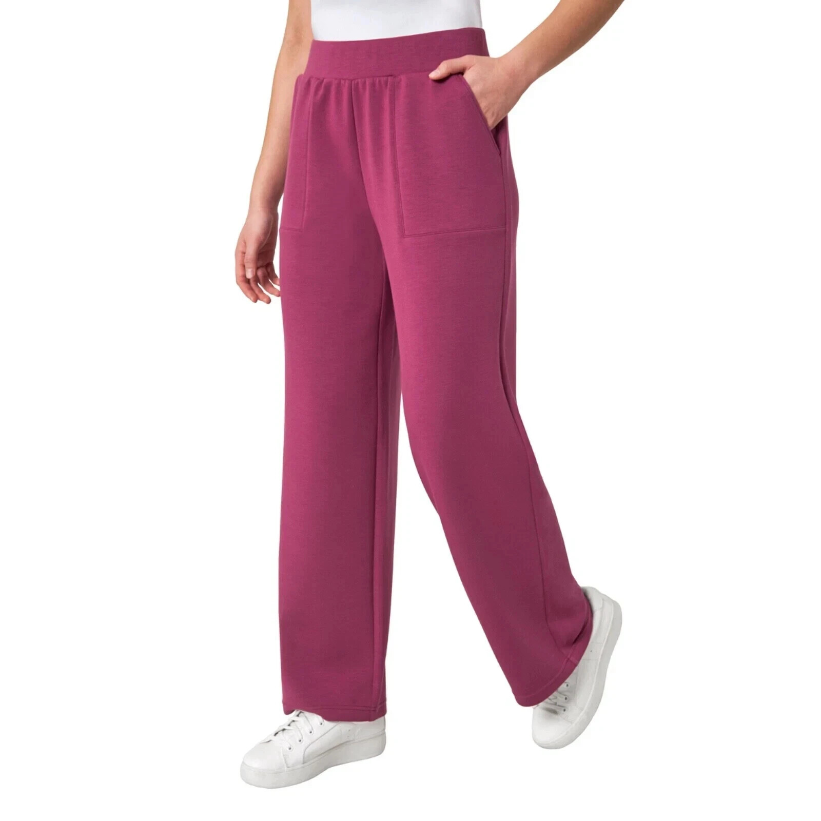 Mondetta Women’s Ultra-Soft Wide Leg Pants, Raspberry Coulis, Size M