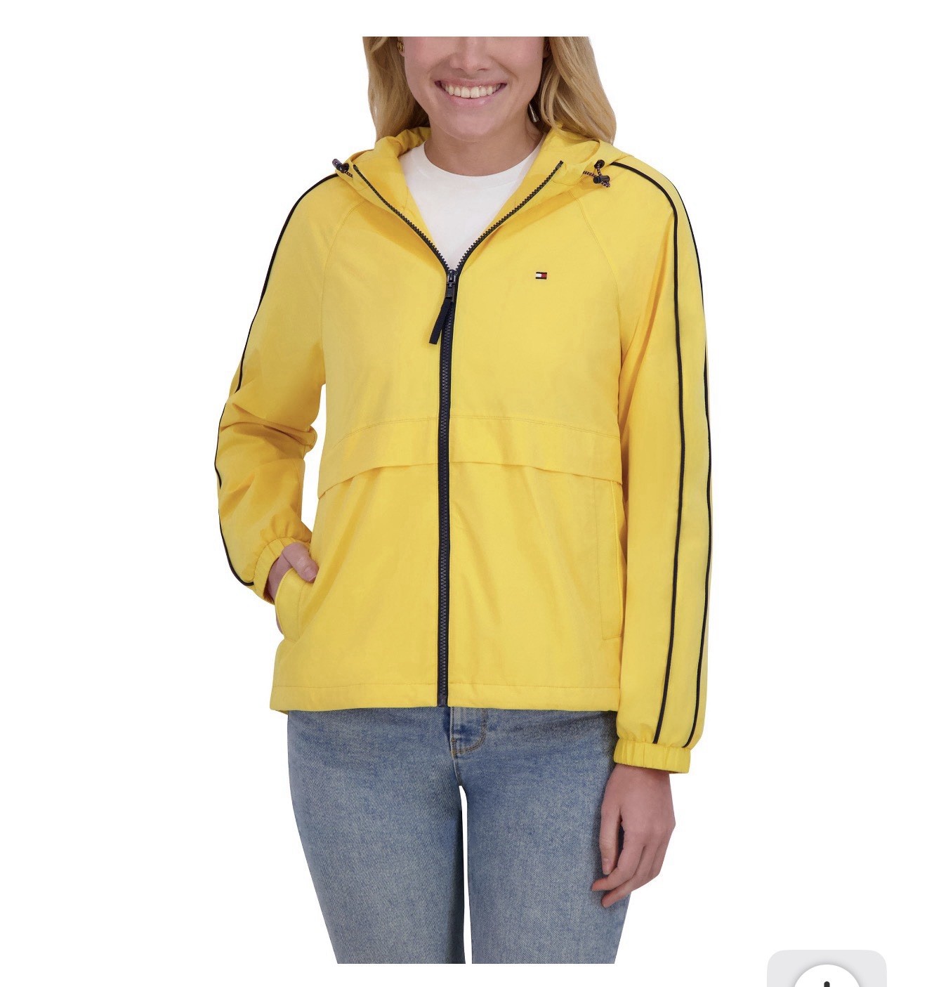 Tommy Hilfiger Women’s Hooded Windbreaker Jacket Yellow Size XS NWT Lightweight