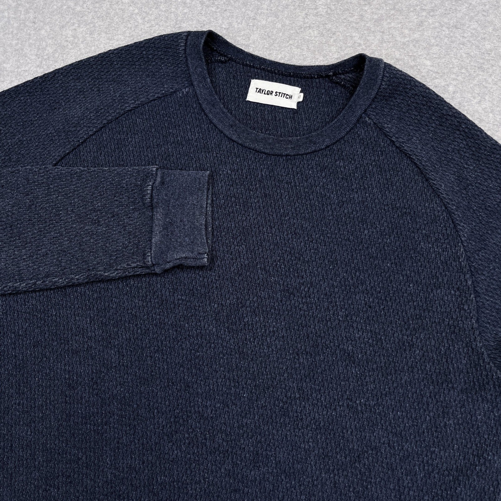 Taylor Stitch Heavy Bag Waffle Sweater Mens 42 Large Navy Thermal Crew Huckberry