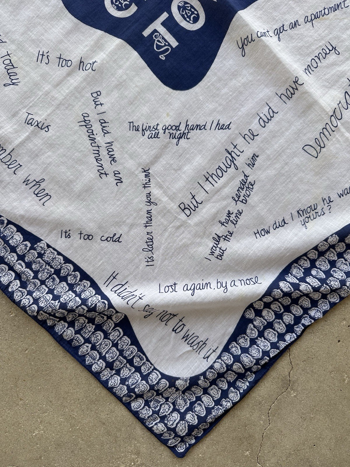 1950s Symphony ‘Crying Towel’ Novelty Political Bandana Humor Scarf Blue VTG