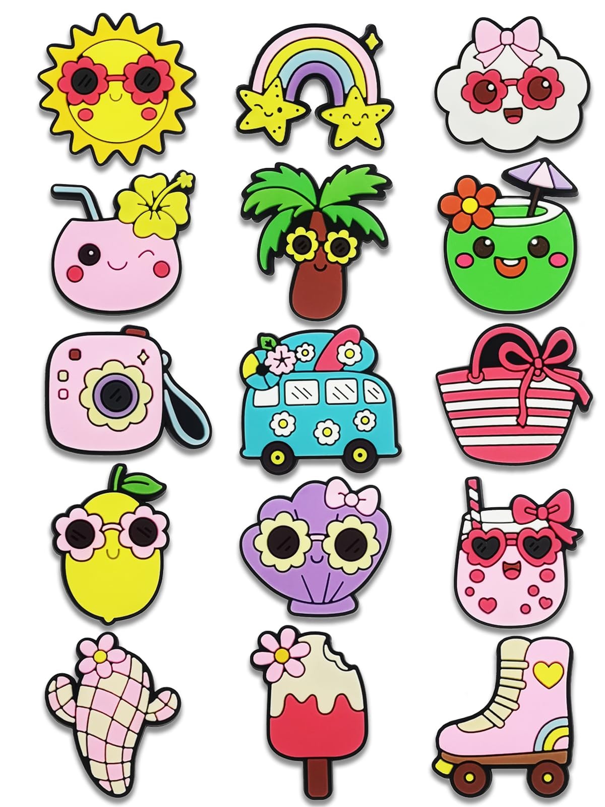 15Pcs Summer Shoe Charms for Croc Bubble Slides Sandals Clogs, Shoe Decoratio…