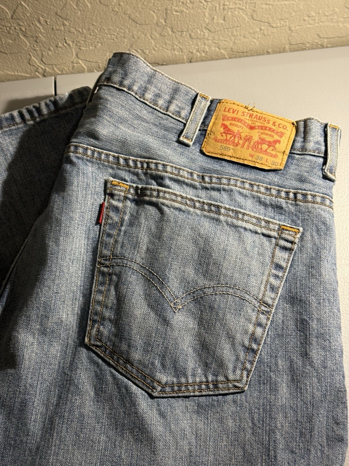 Levis 569 Jeans Men Blue Loose Fit Straight 100% Cotton Denim Size 38×30 (40×28)