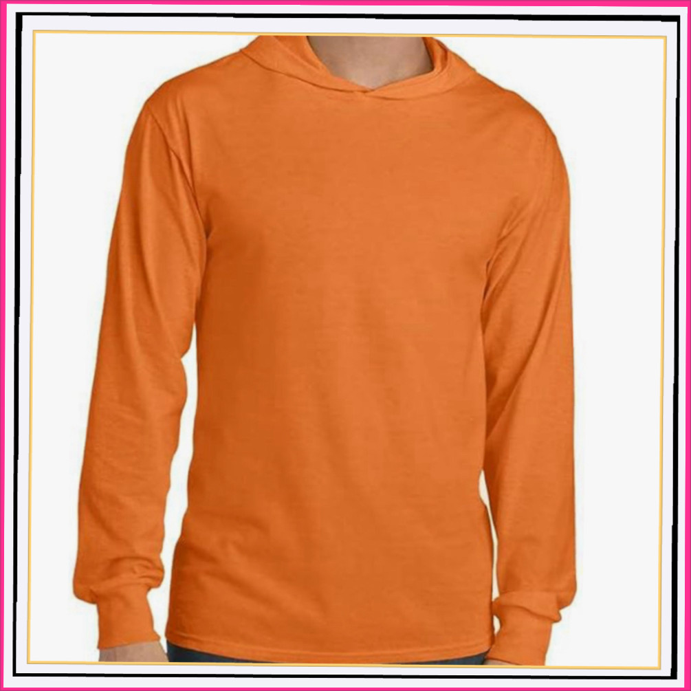 MEN HOODED T SHIRT LIGHT WEIGHT OUT DOOR WORK HOODIE LONG SLEEVE ACTIVE T-SHIRT