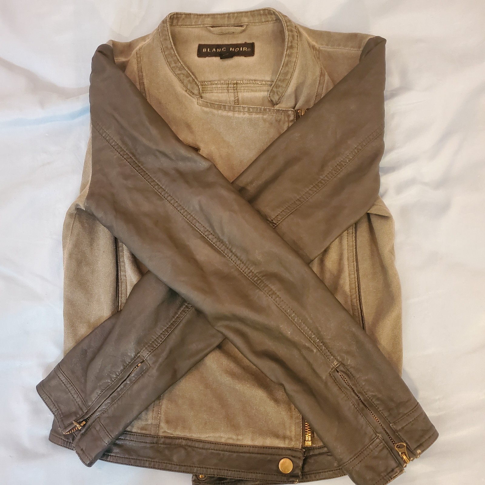 Blanc Noir Jacket Women Medium Leather Sleeves