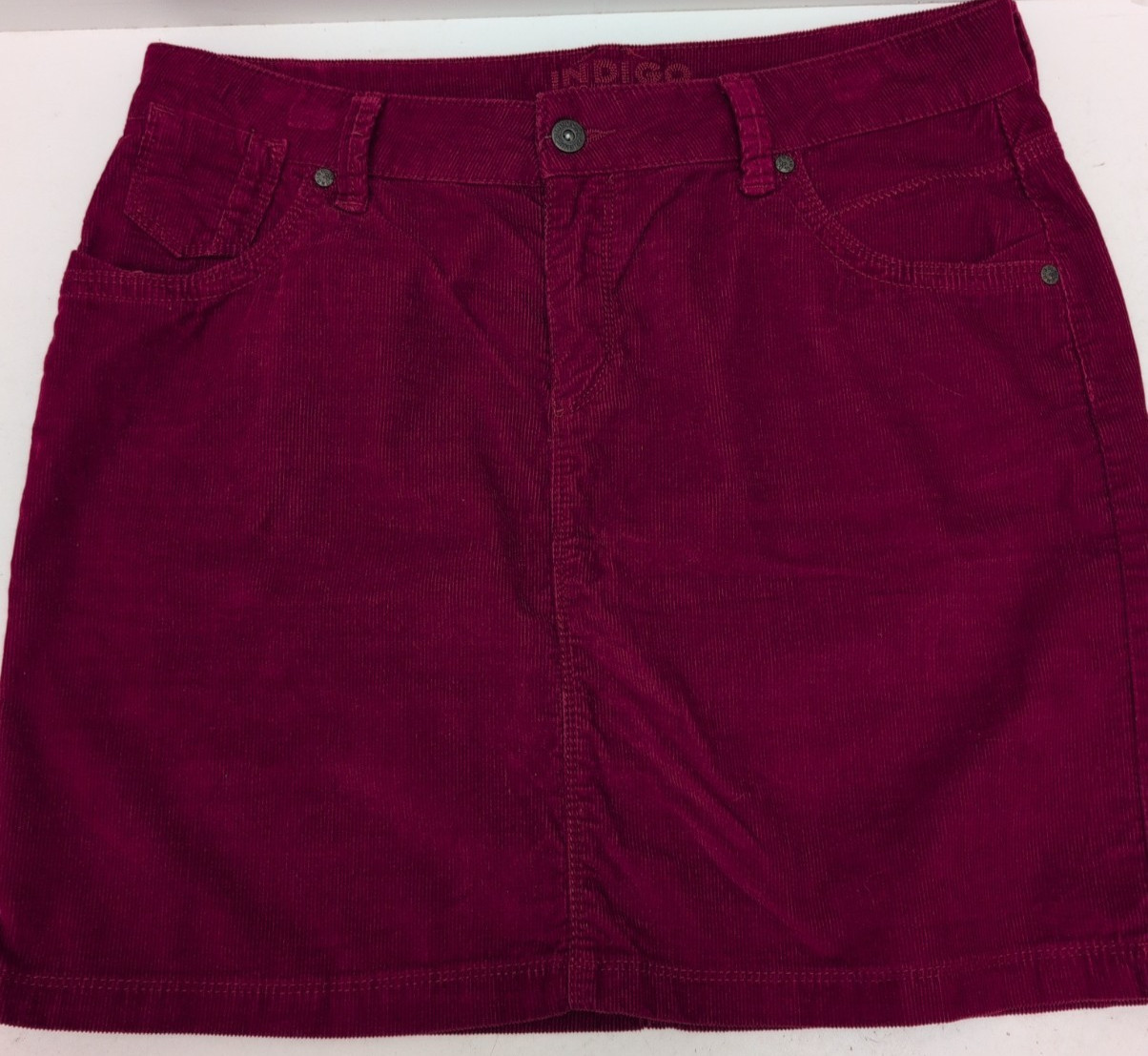 M&S Indigo Collection Corduroy Mini Skirt in Berry Colour Size UK 14 Length 18″.