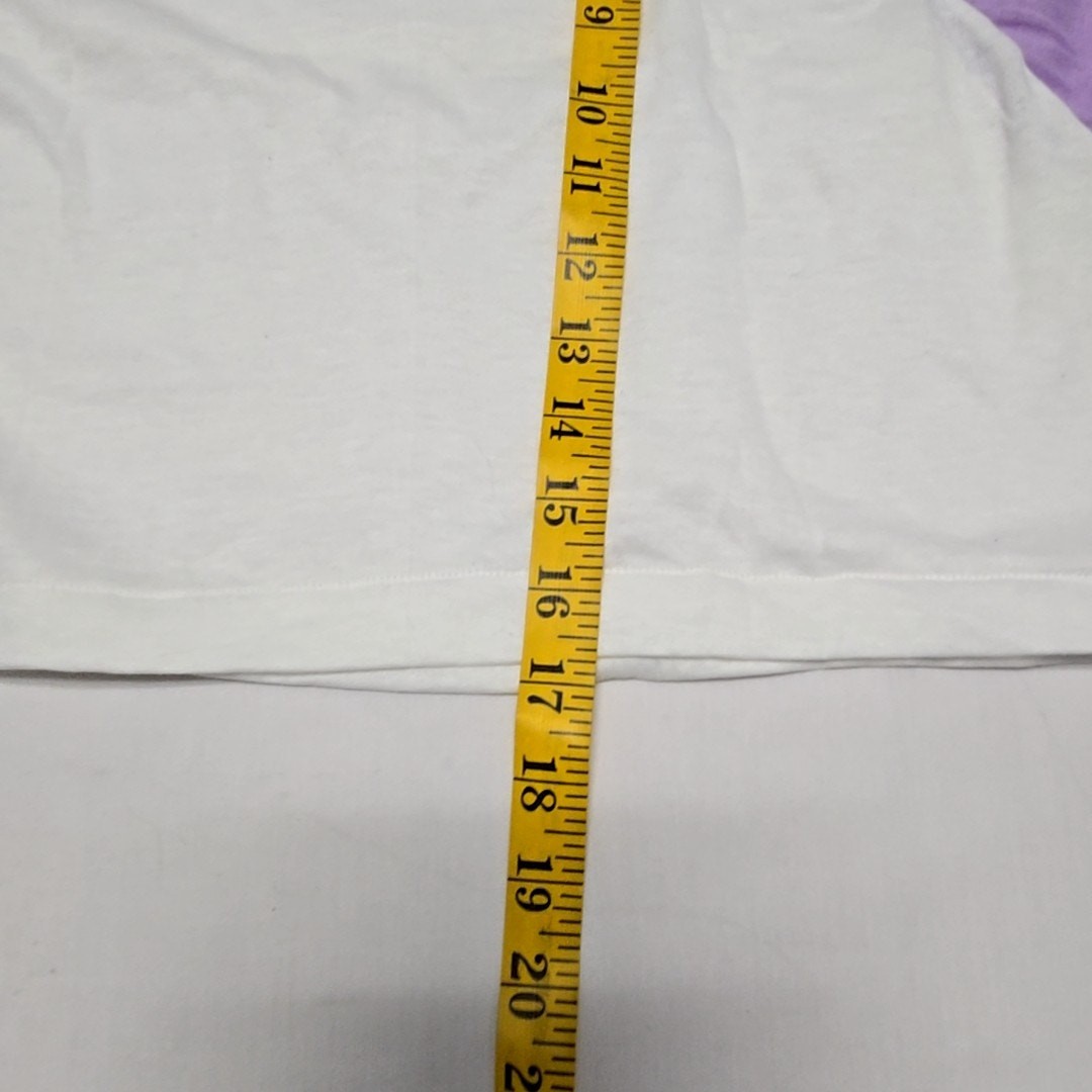 Vintage White Purple Cropped T-Shirt Sportswear USA Made Womens Medium 80s Tee