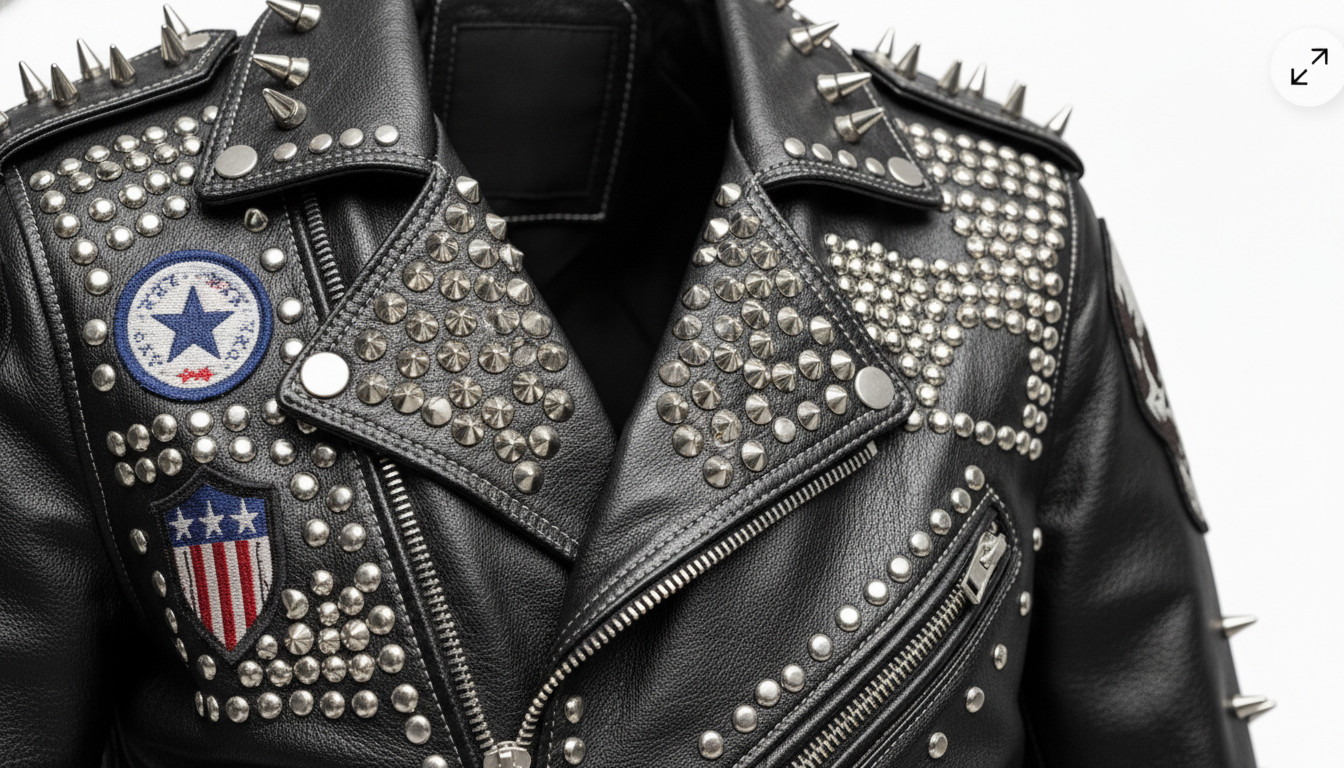 Men’s Studded Leather Jacket | Punk Rock Biker | Spiked Moto | Heavy Metal Style