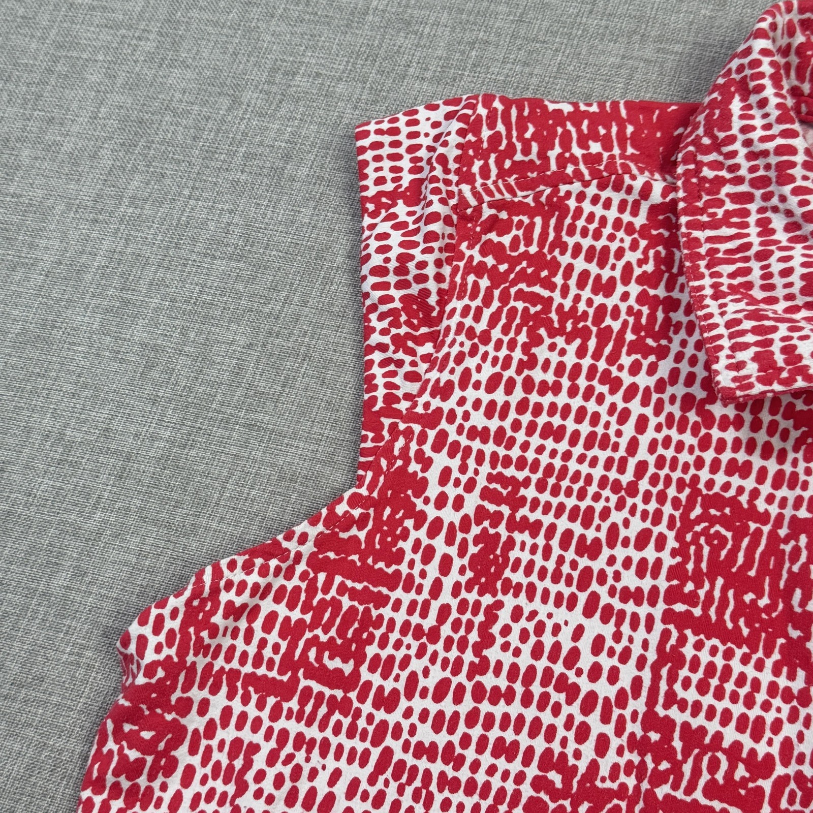 IBKUL 1/4 Zip Geometric Sleeveless Polo Womens Large Red Sleeveless Stretch