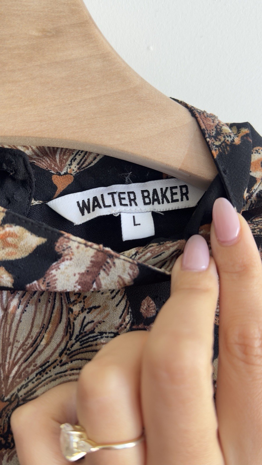 Walter Baker Sandra Top Black Dahlia Floral Swiss Dot Blouse Size L
