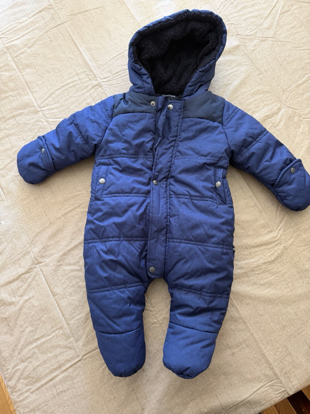 Nautica Baby Snow Suit, 3/6 Month Navy Blue Very Warm Zipper Button Comfort