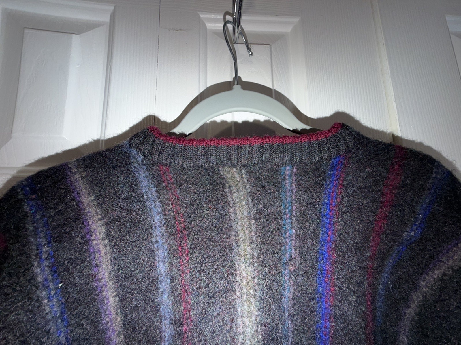 Vintage Boston Traders Knit Sweater Mens Large Wool Crewneck 90s Black + Stripes