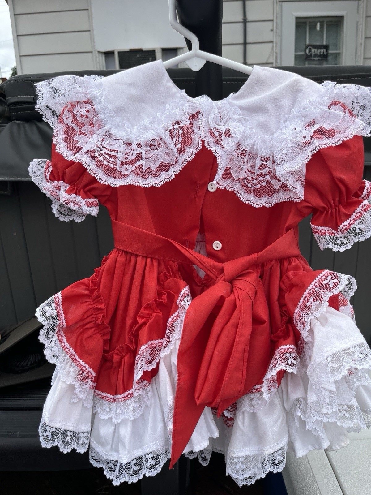 Li’l Dollies Girls 1T Red/White Lace Prairie Victorian Costume Dress