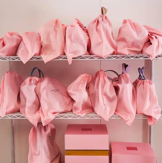 Kate Spade Drawstring Dust Bags Sizes 4.5″x6″ – 34″x27″ Pink Cream KC828 NWT 16