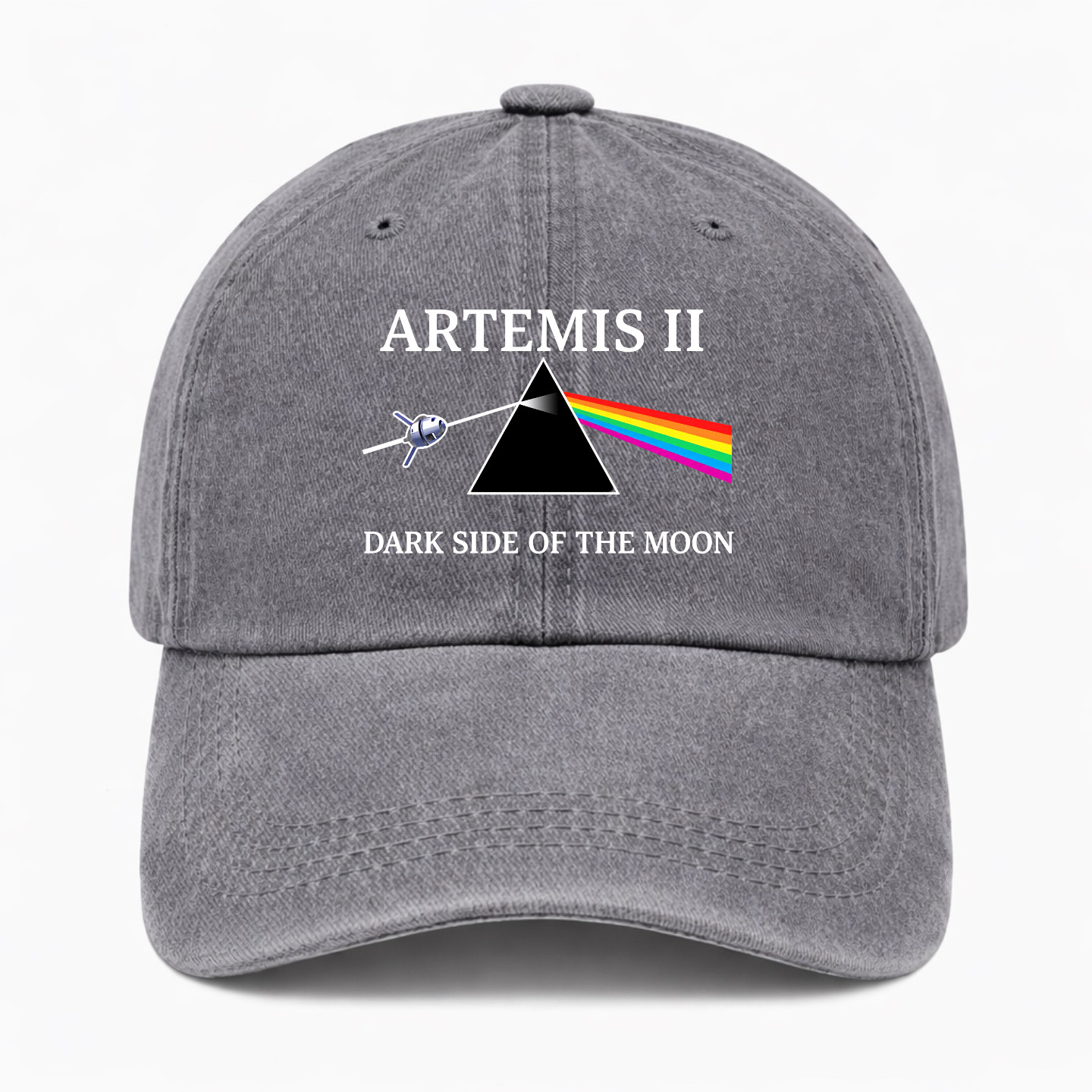 Artemis II Dark Side Moon Hat Space Prism Rainbow Funny Dad Baseball Cap Gift