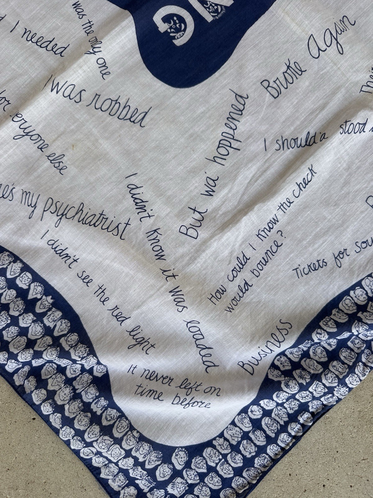 1950s Symphony ‘Crying Towel’ Novelty Political Bandana Humor Scarf Blue VTG