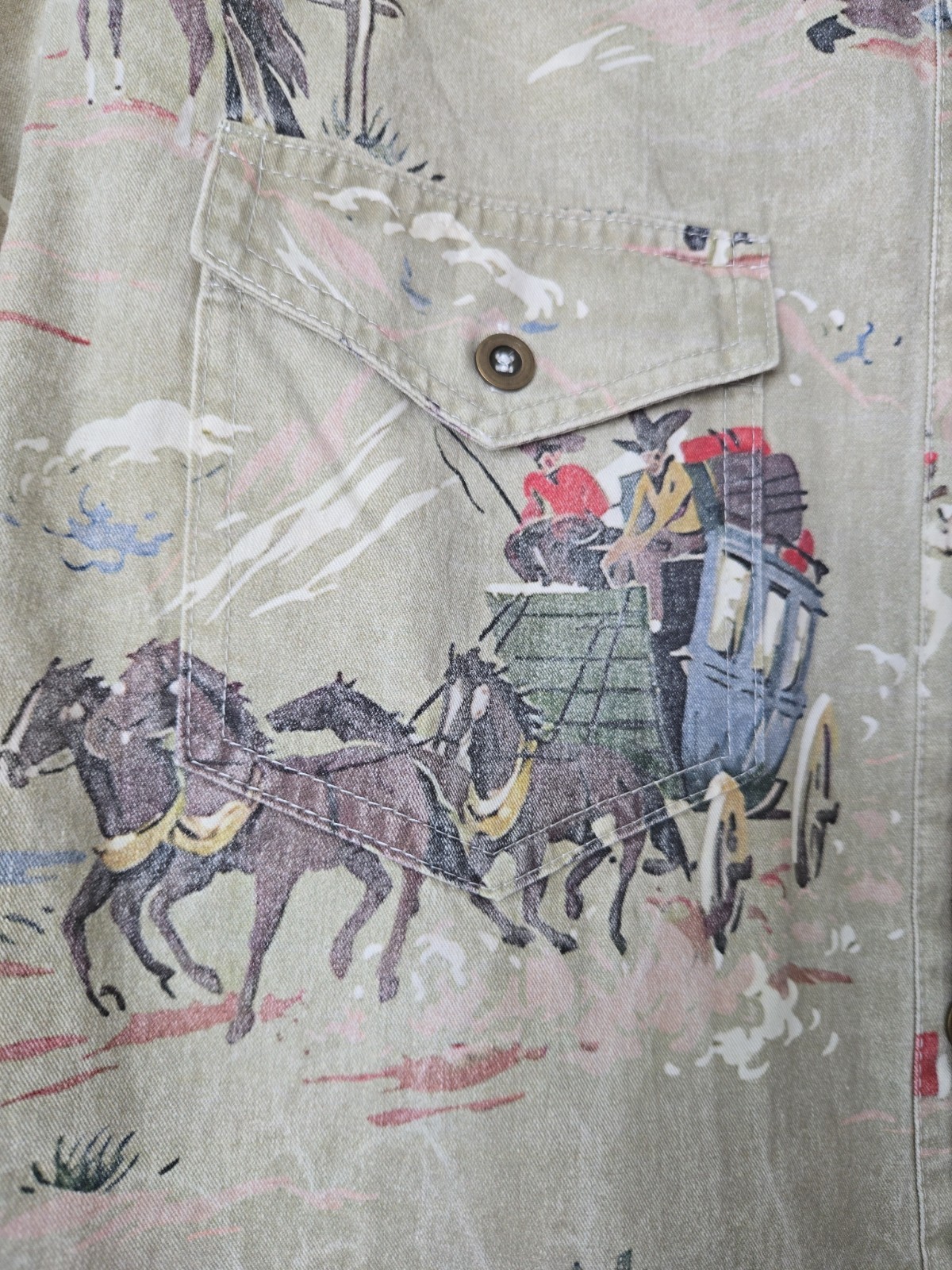 Vintage Western Mens Shirt Size Large Brand Unknown denim-like cotton material