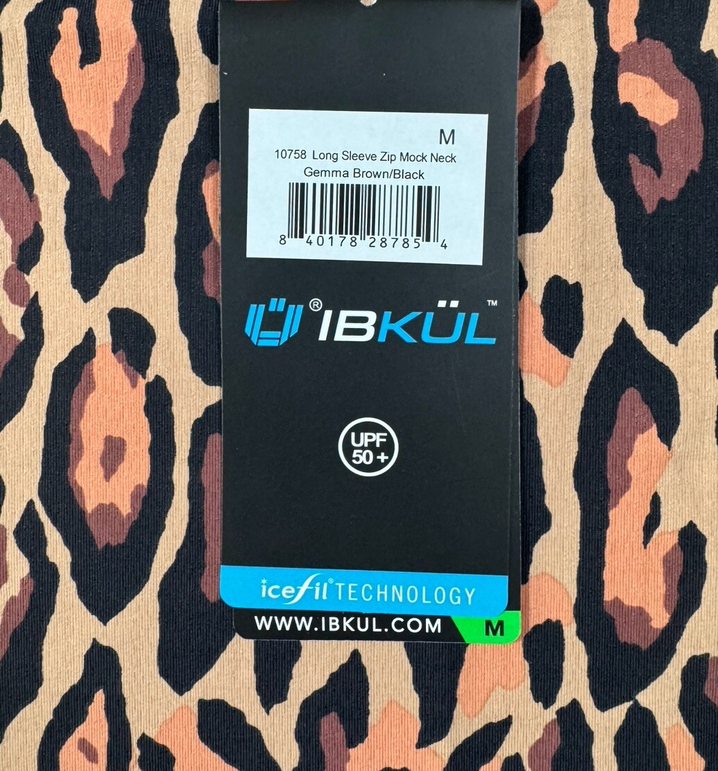 NWT IBKUL Golf Tennis 1/4 Zip Pullover Shirt XS S M L XL Leopard Longsleeve N4