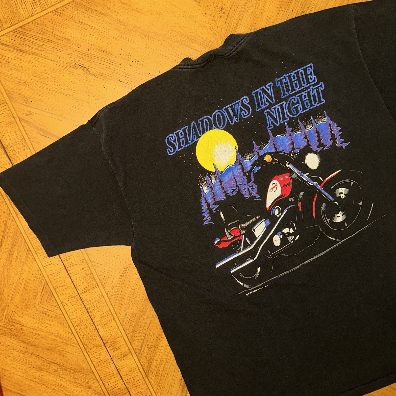 Vintage Shadows In The Night Turn One Motorcycle TShirt XL Biker 1993 90s USA