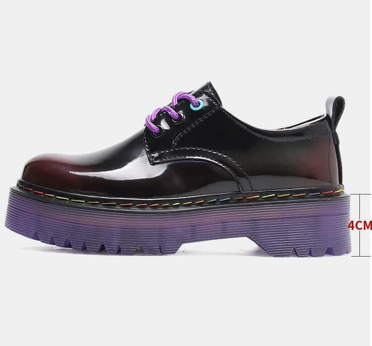 Women’s Round Toe Platform Creeper Lace Up Low Heel Casual Shoes Thick Sole New