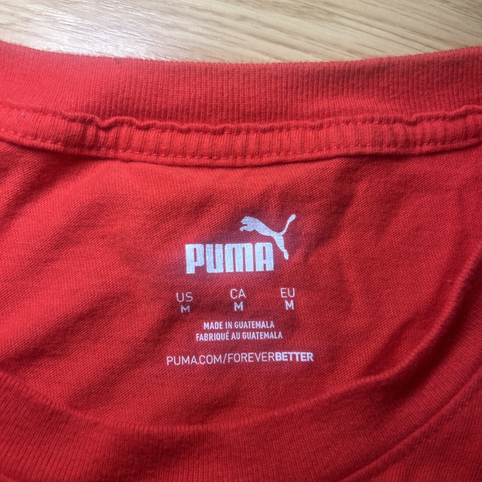 PUMA T Shirt Red Medium Oversized Logo