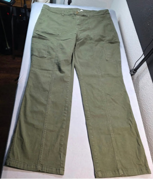 Belle by Kim Gravel Olive Green Cargo Carpenter Pants Straight Leg 20WT Tall