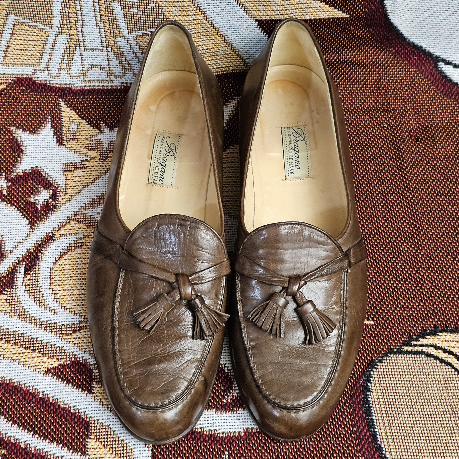 Cole Haan Bragano Siena Mens Size 11 Whiskey Brown Tassel Loafers Dress Shoes