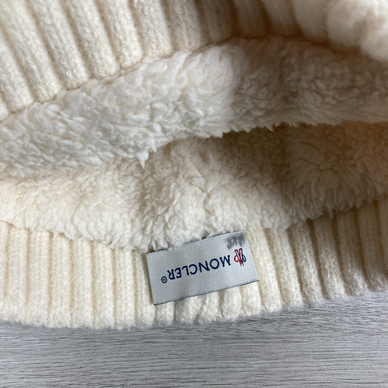 Moncler Beanie Hat Winter Cap Cream/ Off White Fleece Lined Unisex