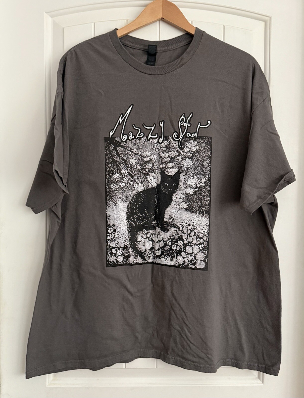90’s Mazzy Star Cat T Shirt Short Sleeve Charcoal Classic Style Tee 2XL Gray