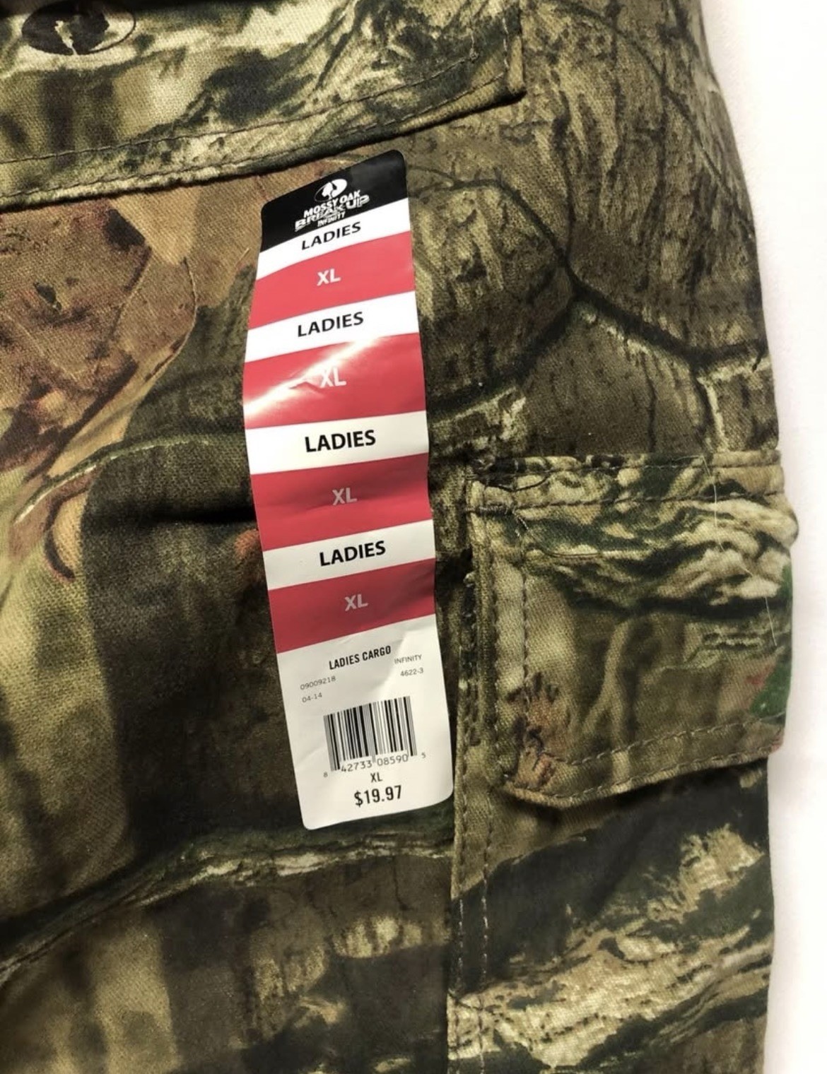 Mossy Oak Break-Up Infinity Camo Cargo Pants Women’s XL Adjustable Cuffs 40×32