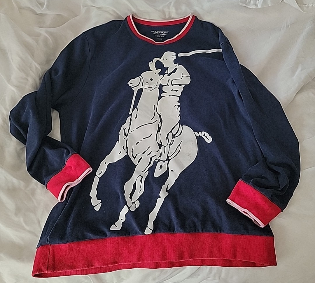 Ralph Lauren Polo Sport Sweatshirt Men XL Big Pony Logo Red White Blue