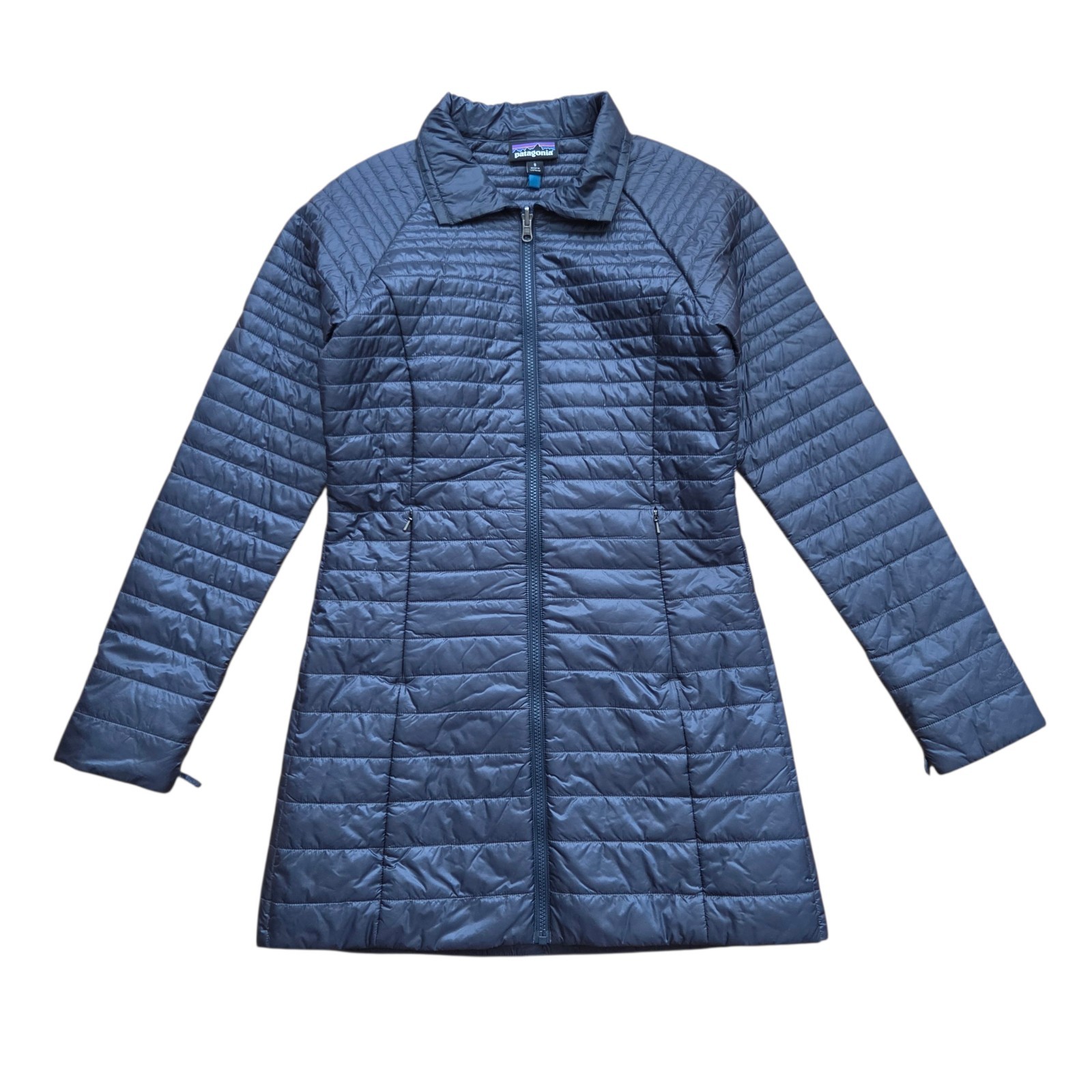 Patagonia Women’s Fiona Parka Size S Navy Blue Lightweight Jacket Liner Coat EUC