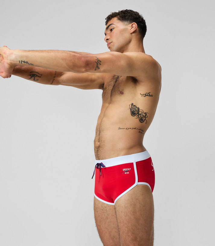 Speedo Men red Retro old school swim Brief swimwear size 30 32 34 36
