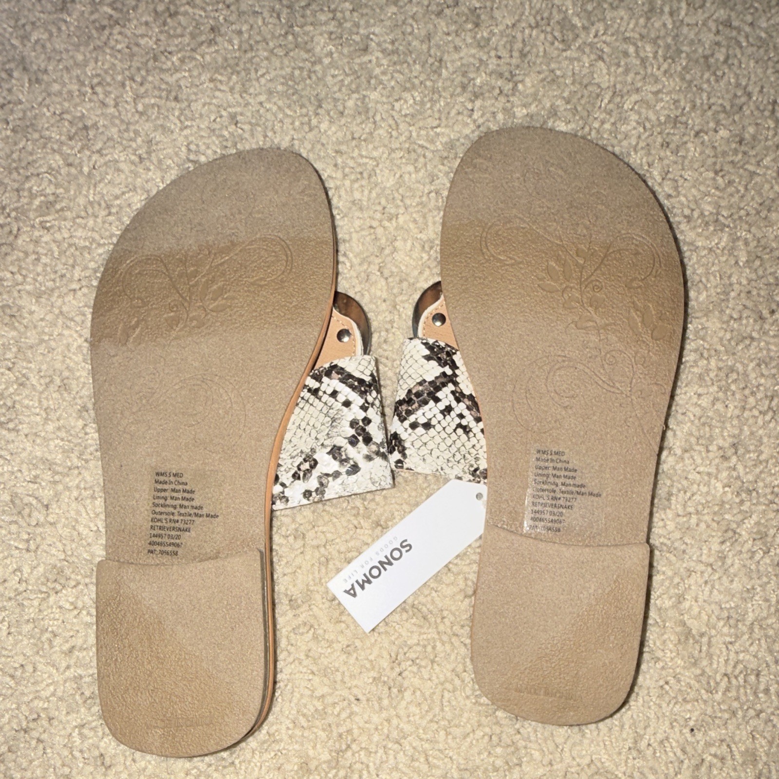 Sonoma Goods For Life Women’s Black Snake Print Slide Sandals Synthetic Size S