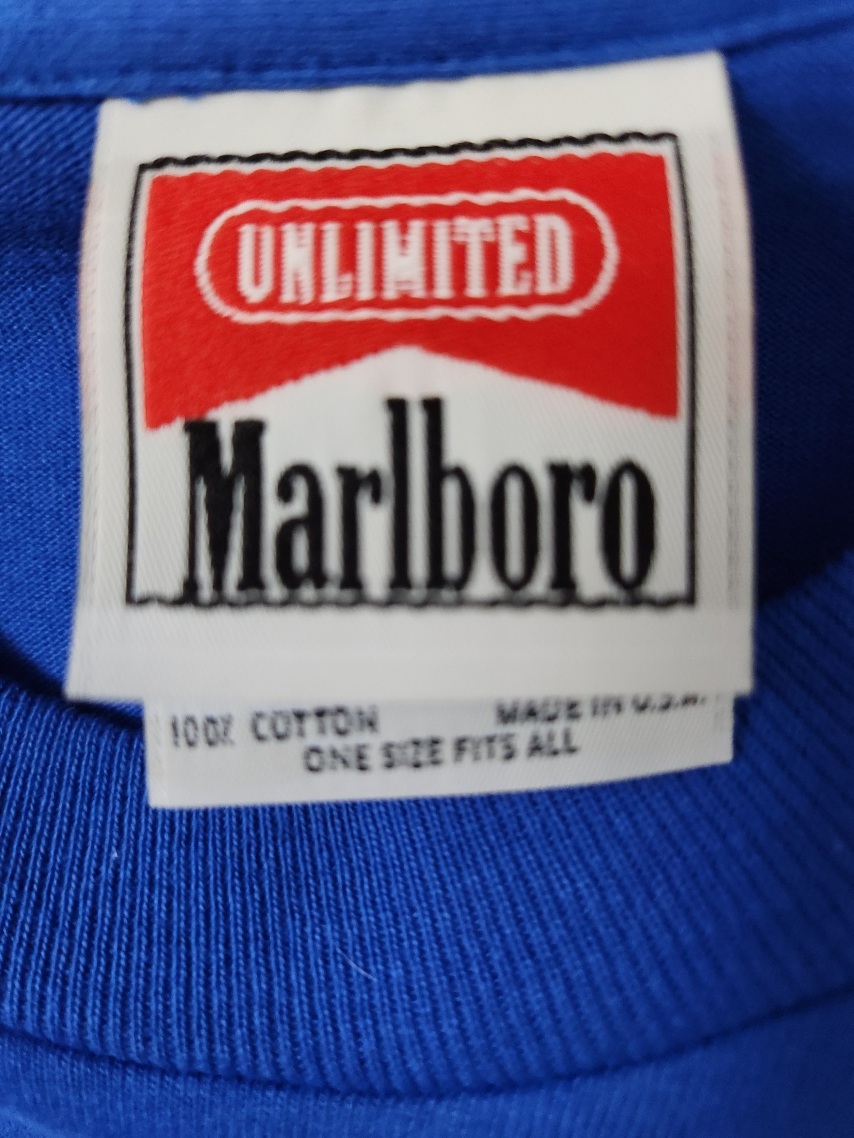 Vintage Blue Marlboro Unlimited Tshirt, Size XL. Never Worn, On Back Lone Wolf