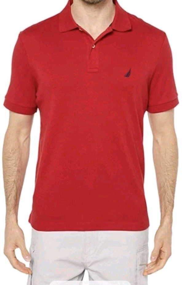 Nautica Mens Polo Navtech Polyester Size XL Red