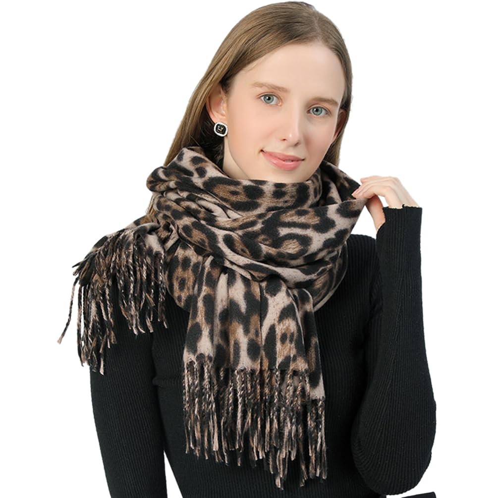 Classic Leopard Print Scarf Winter Warm Animal Soft Cashmere Blanket Shawl