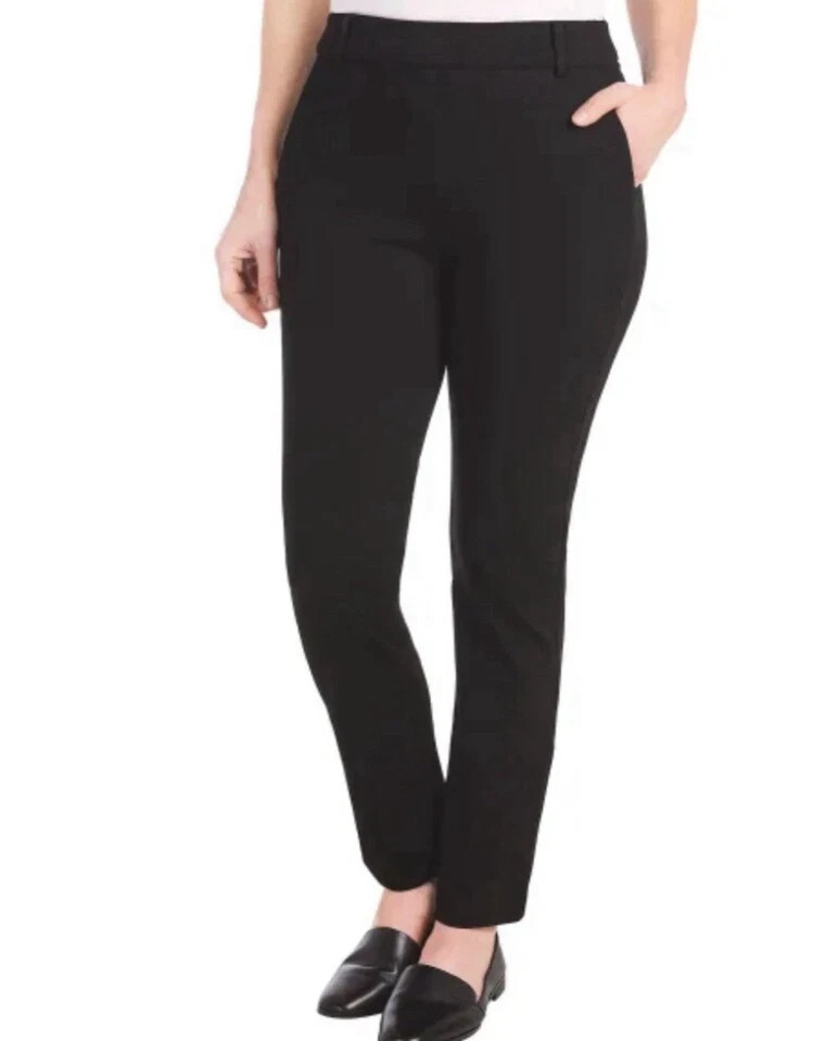 Dalia Women’s Mid-Rise Narrow Leg Built-in Tummy Control Pants, Black, Size S