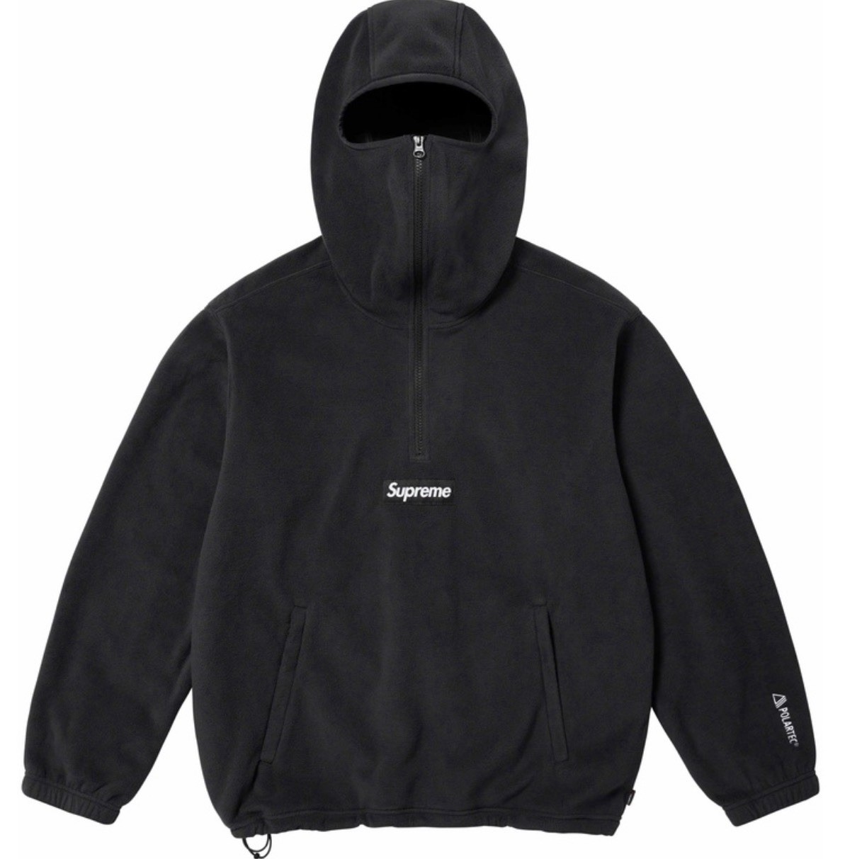 Authentic Supreme Polartec Face Mask Black Half Zip Hooded Sweatshirt Size Large