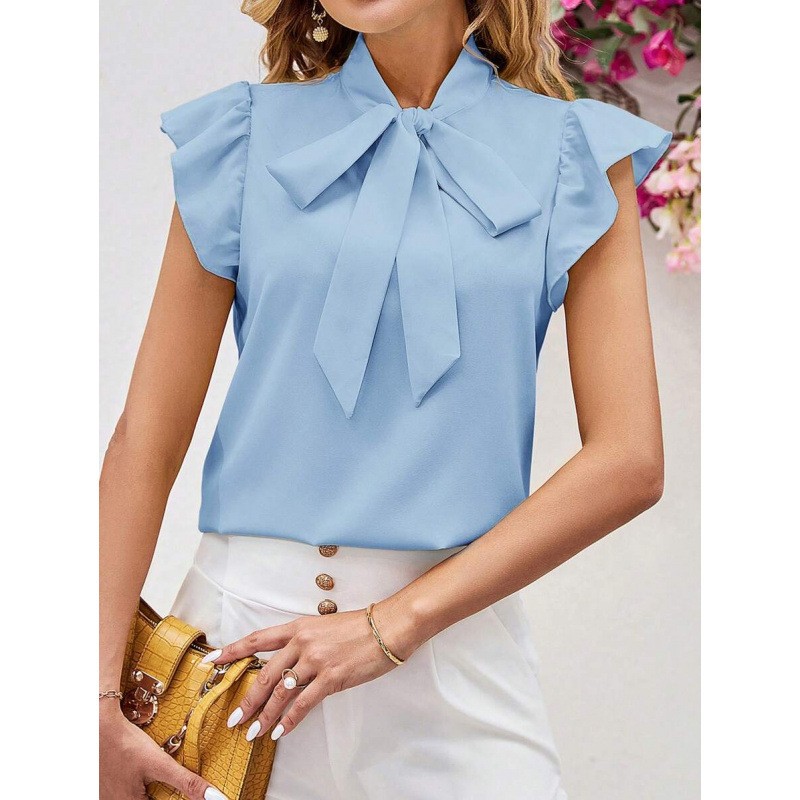 NEW European And American-style Elegant Blouse With A Bow Tie Sizes S-XXL