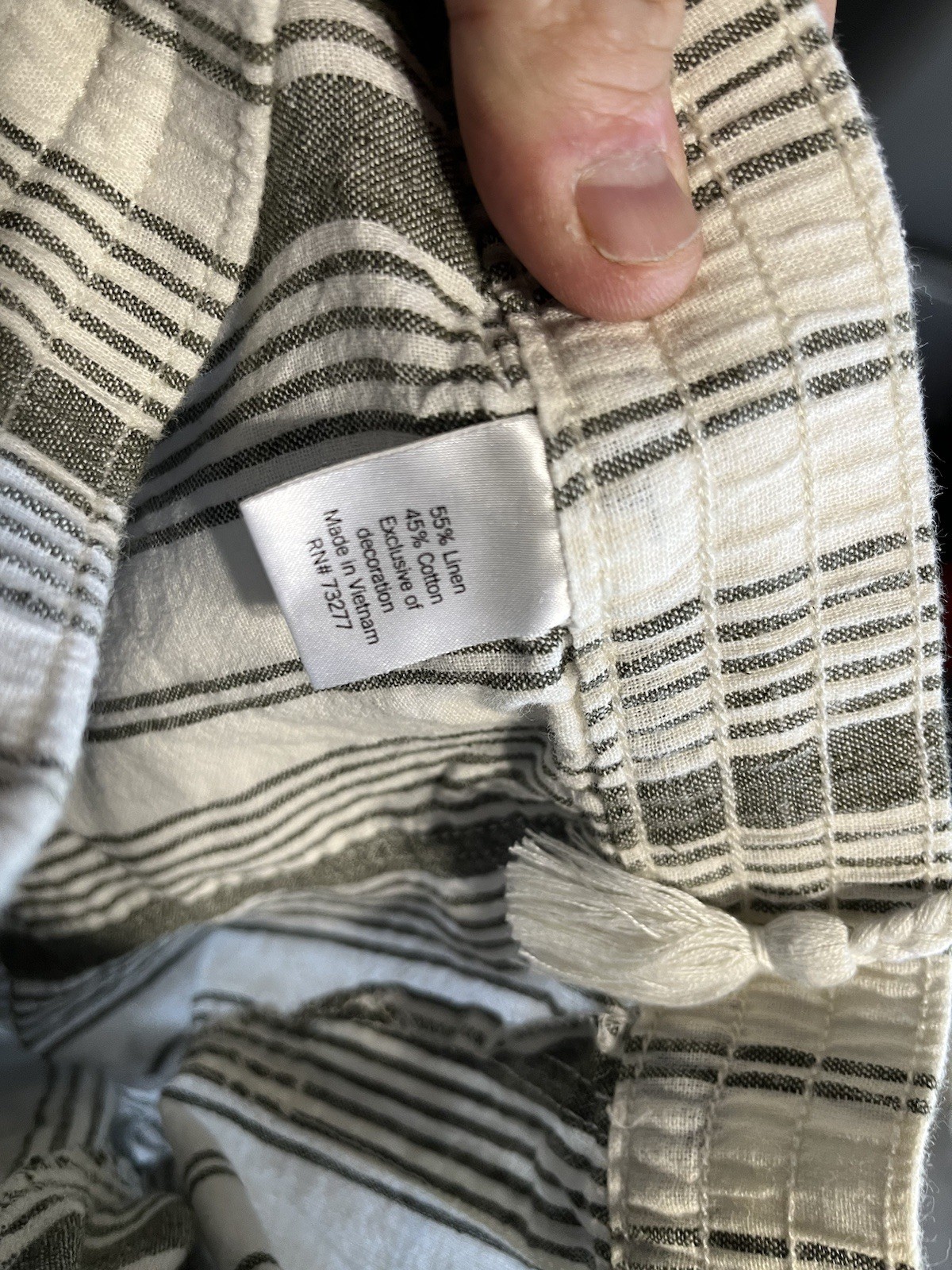 Sonoma Goods For Life Womens Linen Blend Striped Pull On Pants Green Cream M