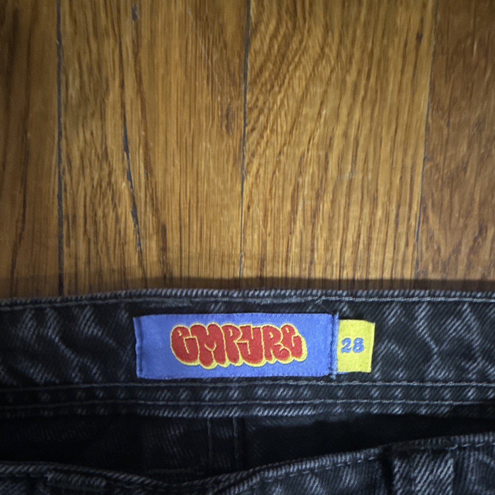 Empyre Men’s Black Dark Wash Denim Wide-Leg Regular Fit 5-Pocket Logo Jeans