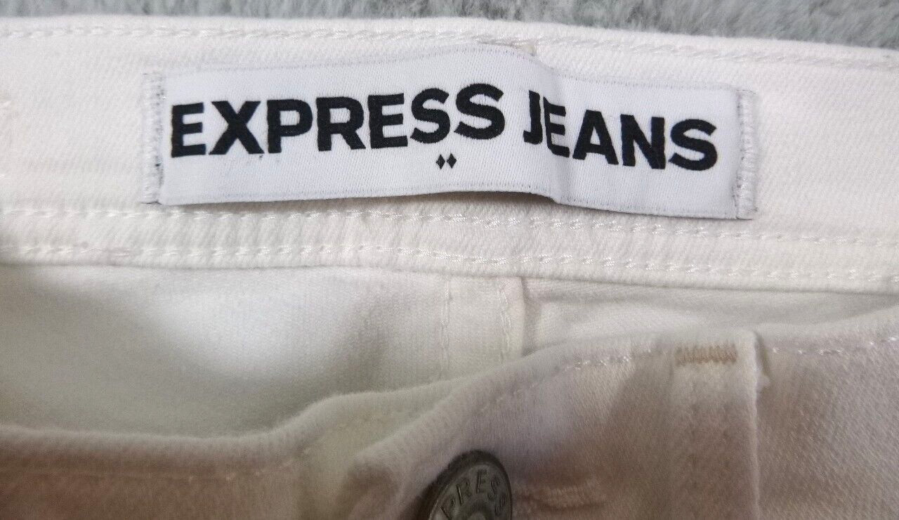 EXPRESS-Petite Womens/Teens White Jeans-Size 00 (25×25) Distressed Crop Legging